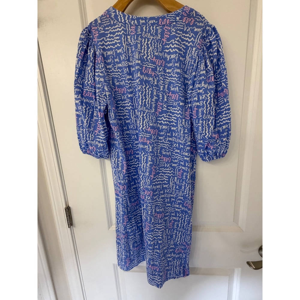 Lilly Pulitzer Colson Shift Dress Sunwashed Blue Seacrets Cotton Dress Size S - Picture 4 of 9
